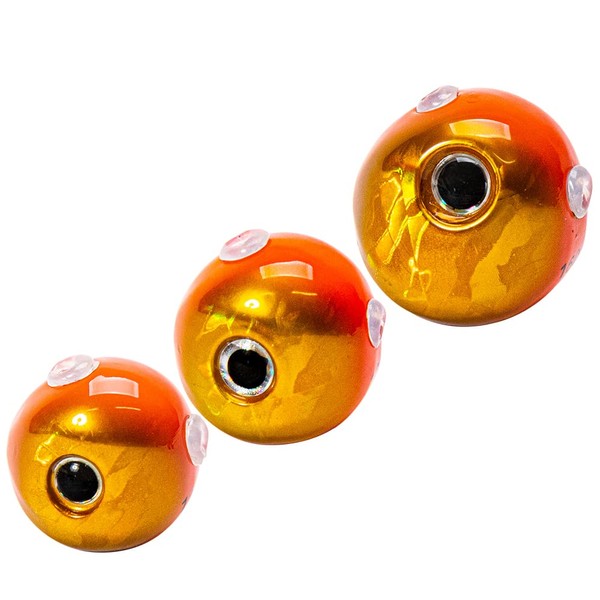 3-Piece Set Tylaba Tungsten Sea Bream Lava 3.5 oz (100 g), 4.2 oz (120 g), 6.3 oz (160 g), Orange Gold, Tungsten Head, Gold Holo, Color, Eyeball Included, Color Tylaba Head, High Purity, 97% Protection Tube Included