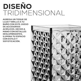 Set 5 Accesorios de Baño  Kit de Baño Elegante  Diseño tridimencional  Jabonera  Dispensador  Cepillo para WC  Vaso Porta cepillos (Gris)