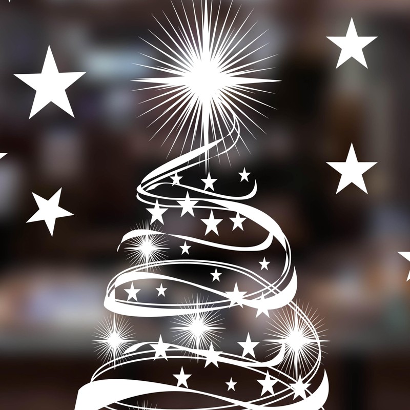 Christmas Windows Stickers - Christmas Star Tree with Xmas Stars