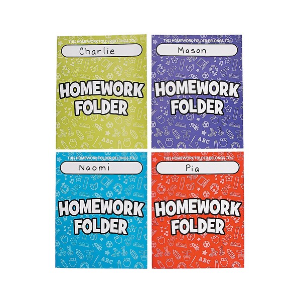 Homework Folders - 12 Pieces - Educational and Learning Activities for Kids