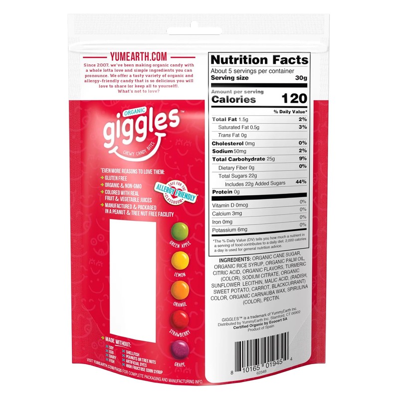 YUMEARTH Organic Giggles Chewy Candy Bites - 5 oz