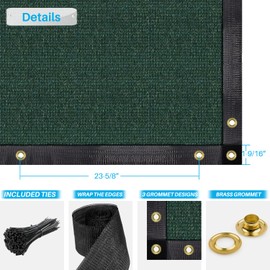 Patio Privacy Screen Fence 5' x 34' Heavy Duty Fence Panels Mesh Shade Fencing with Brass Grommets and Zipties, Safety Temporary Netting Cover for Balcony Garden Backyard Outdoor, Green