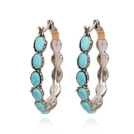 Turquoise Dangle Earrings for Women, Boho Drop Earrings Western Teardrop Bohemian Earrings Statement Turquoise Hoop Earrings for Women Cowgirl Western Jewelry Gift
