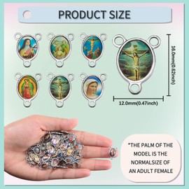 50Pcs Rosary Centerpiece Making Supplies Picture Jesus Maria Religion Enamel Alloy Oval Virgen De Guadalupe Charms Pendant for Diy Prayer Necklace Jewelry Making
