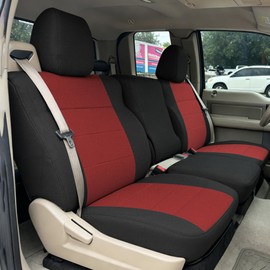 runfider Custom Heavy Duty Fabric 40/20/40 Split Bench Seat Covers for Ford F150 XL/Standard Cab 2004 2005 2006 2007 2008 Protector Interior Accessories，Waterproof & Machine Washable - Red