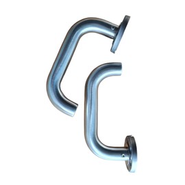 Lever Handle, 19mm Approved Bolt Through Lever Handle on Rose, Satin Stainless Steel (SSS), Set (Pair), inc fixings, Safety Return