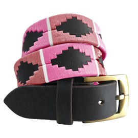 Carlos Diaz Unisex Argentina Ntinisches Black Leather Embroidered Polo Belt - brown