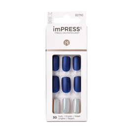 KISS imPRESS Press-On Manicure Daydream Medium Length Square with PureFit Technology, Includes Cleaning Pad, Mini File, Manicure Sticks and 30 False Nails