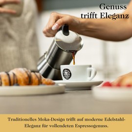 Barista Royal Espresso Maker for 6 Cups [300 ml] Made of Stainless Steel - Mocha Pot, Espresso Jug Suitable for All Types of Cookers - Dishwasher Safe