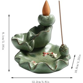 Taasmoog Backflow Incense Burner, Lotus Shaped Ceramic Incense Holder for Yoga Meditation