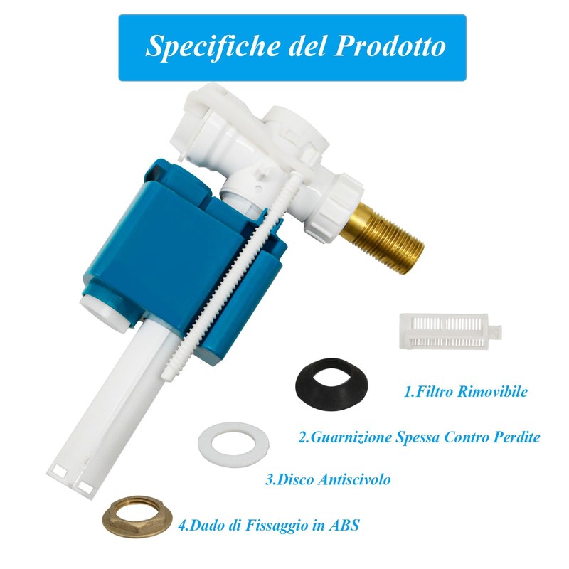 MendorioToilet Cistern Fill Valve, Universal 1/2" Brass Side Entry Inlet