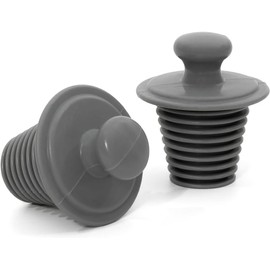 Tapón de tina, paquete de 2 tapones universales de silicona para desagües de tina y lavabo (gris)