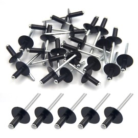 Black Pop Rivets, BESTYCHAO 50pcs Large Aluminum Blind Rivets 4.8mm x 12mm, Large Flange Pop Rivets