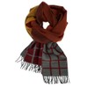 Wool Scarf Men's Winter Scarf Checked Orange Grey 100% Wool,
