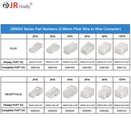 JRready ST6407 Standard .062" Pin and Socket Connectors 3-Circuits(6 Matched Sets),3.68mm Pitch,Compatible with Molex Standard .062" 3 Pin Male& Female Connector 18-24 AWG,Free Hanging
