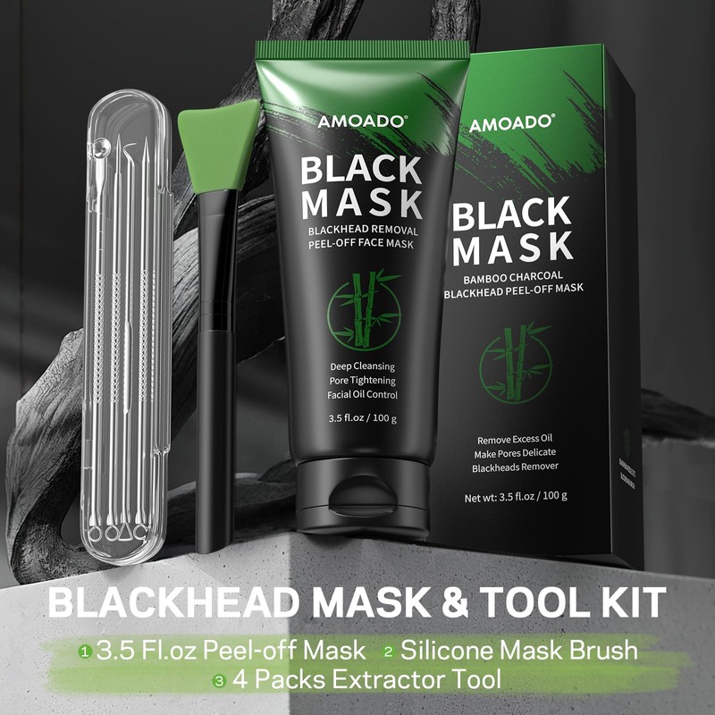 Blackhead Remover Mask, Purifying Peel Off Charcoal Masks Kit, Black