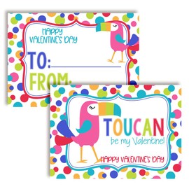 Amanda Creation Toucan Be My Valentine Toucan Themed Valentine's Day Exchange Cards for Kids to Give to Friends & Classmates, Thirty (30) 3.5" x 5" Fill-In Cards (Without Envelopes)