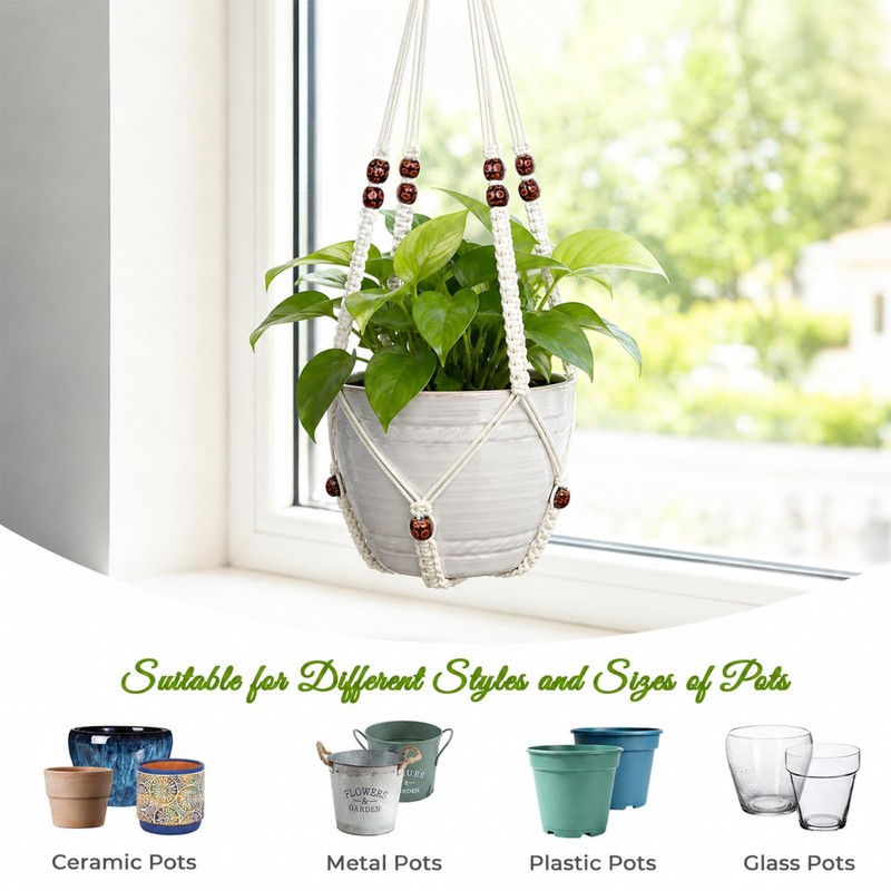 Macrame Plant Hangers for Indoor Plants, 2 Pack 35 Inch