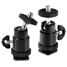 LimoStudio [2-Pack] 360-Degree Angle Adjustable Mini Ball Head Flash Shoe Mount Bracket with 1/4-inch Screw Thread for Photo Video Studio, AGG2630