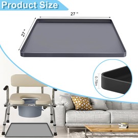Bedside Commodes Mat Portable Bedside Toilet Mat with Raised Edge, Under Commode Chair Mat Non-Slip Recycle Commode Toilet Pad Waterproof Floor Protector, Silicone Mat for Porta Potty, 27"X27"