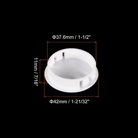 uxcell 1-1/2" Plastic Hole Plugs, 16Pcs Flush Type Panel Round Snap in Fastener Knockout Locking Plugs for Furniture Insert End Caps Panels, White