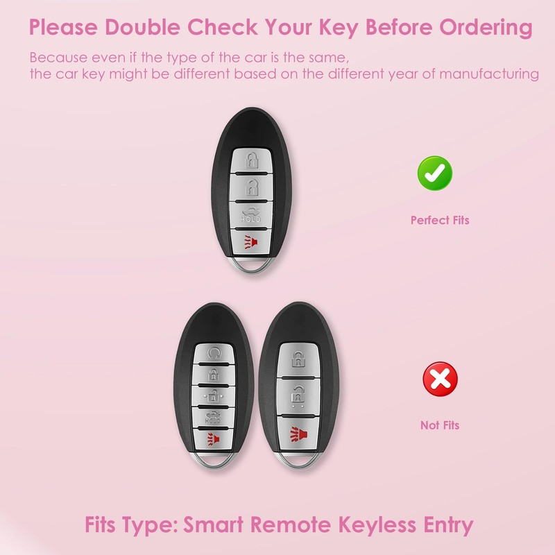 Meruns Compatiable with Nissan 4 Buttons key fob cover with