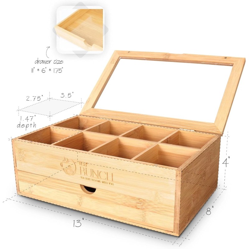 Tea Bunch Bamboo Tea Bag Organizer