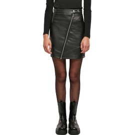 Urban Classics Ladies Synthetic Leather Biker Skirt, Women's Faux Leather Skirt, Available in Black, Sizes XS-5XL, black