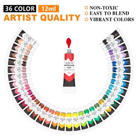 Watercolor Paint Set, Shuttle Art 36 Colors Watercolor Paint in Tubes (12ml Each) with 3 Brushes, Rich Pigment, Easy to Blend, Perfect for Kids, Artists, Beginners, Students