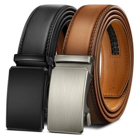 BULLIANT Men Belt 2Pack Ratchet Belt Adjustable For Gift Men Dress Jeans Casual Pants 1 3/8-Cut For Fit(Black/Orange Brown,28"-34" Waist Adjustable)