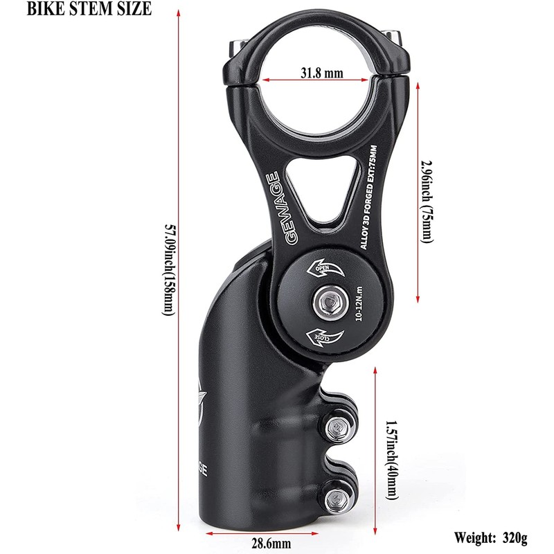 Handlebar Stem -130 Degree Stem MTB 75 mm 95 mm
