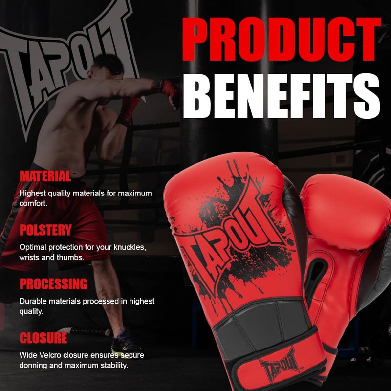 Tapout Cerritos 960008 Boxing Gloves Faux Leather 12 oz Red