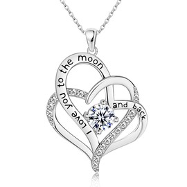 NEWNOVE Necklaces for Women, Sterling Silver Heart Necklace Gifts for Women, Valentines Anniversary Mothers Day Birthday Christmas Jewellery for Women Gifts for Her Mum Wife Girlfriend