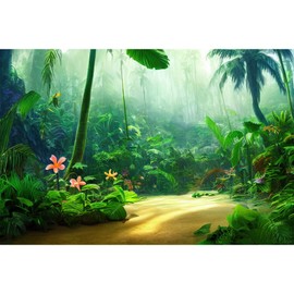 ZatiasMiller Aquarium Background Fairytale Enchanted Forest Fish Tank Background Rainforest Green Vegetation Reptile Tank Background Foggy Misty Forest Reptile Enclosure Background Wallpaper 36x18in