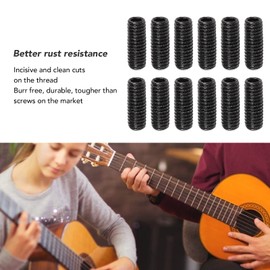 12Pcs Guitar Saddle Height Screws, Adjustment Electric Guitar Bridge Screws Guitar Bridge Screw (Black)