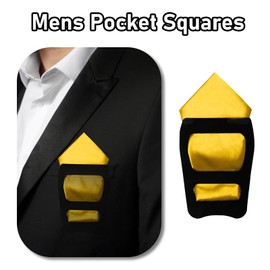 LJBFNN Pocket Squares for Men, 11.81'' Mens Womens Handkerchiefs with Pocket Square Holder for Suits Wedding Party Business (Gold)
