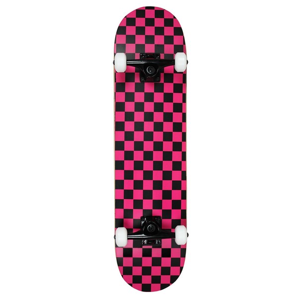 Krown KRRC-56 Rookie Checker Skateboard, Black/Pink, 7.75"