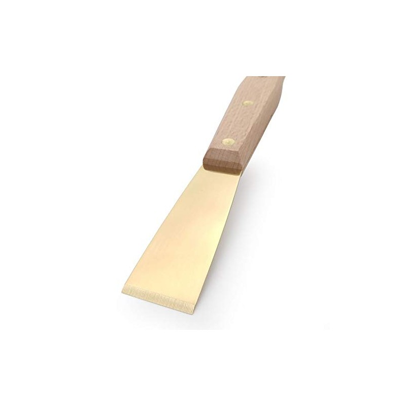 CHILI Tools 1-1/4" Brass Scraper With Long Beech Wooden Handle,