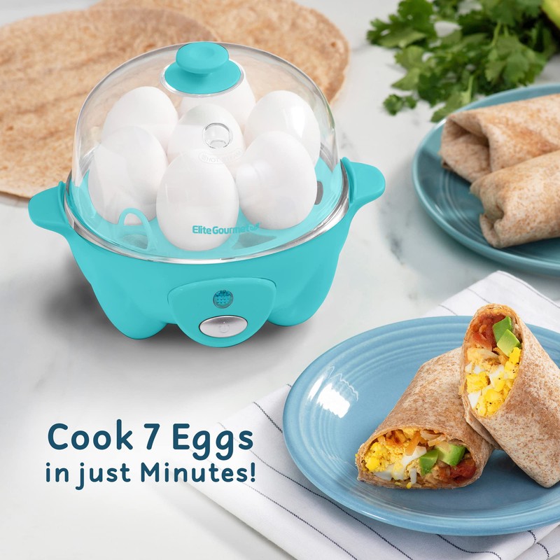 Elite Gourmet Easy Electric 7 Egg Capacity Soft, Medium, Hard-Boiled
