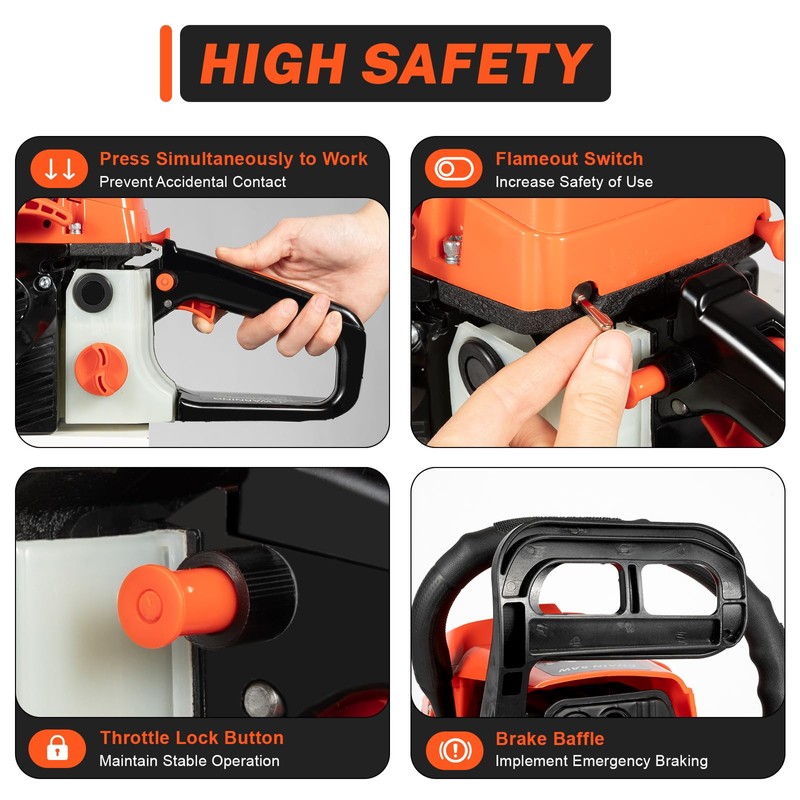 DYRABREST 58CC 20" Gas Chainsaw Gas Powered Chainsaws Handheld Cordless