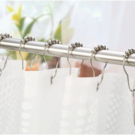 Shower Curtain Rings, Set of 12, Rust-Resistant Metal Shower Hooks Ring Shower Rings for Curtain Rolling Shower Curtain Hooks for Bathroom Shower Rod Shower Curtain Hangers - Nickel