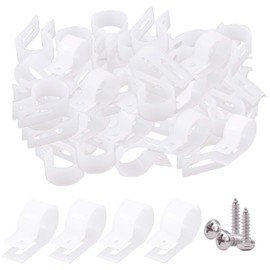 GLARKS 120Pcs 3/4 Inches White Nylon R-Type Cable Clip Wire Clamp Kit with 120Pcs Screws