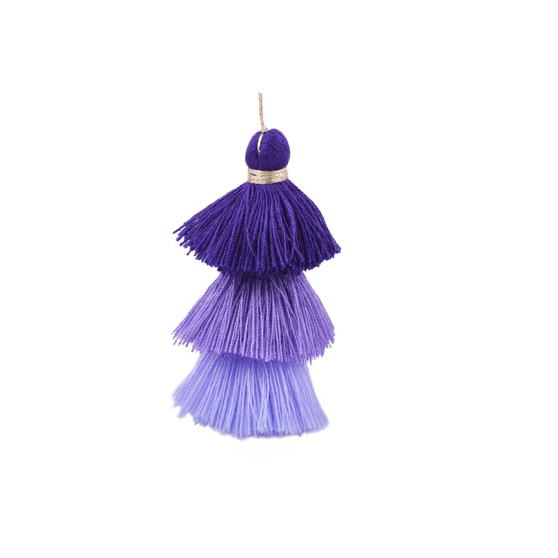 Konmay Bulk 20pcs Tri-Layered Tassels with Hanging Loop for Jewelry