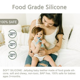 Miraloop Beißring für Baby, Jellydog Zahnungshilfe Baby aus Lebensmittelechtes Silikon, Verhindert Ersticken und Geruchlos Geeignet für ab 3 Monaten Babys