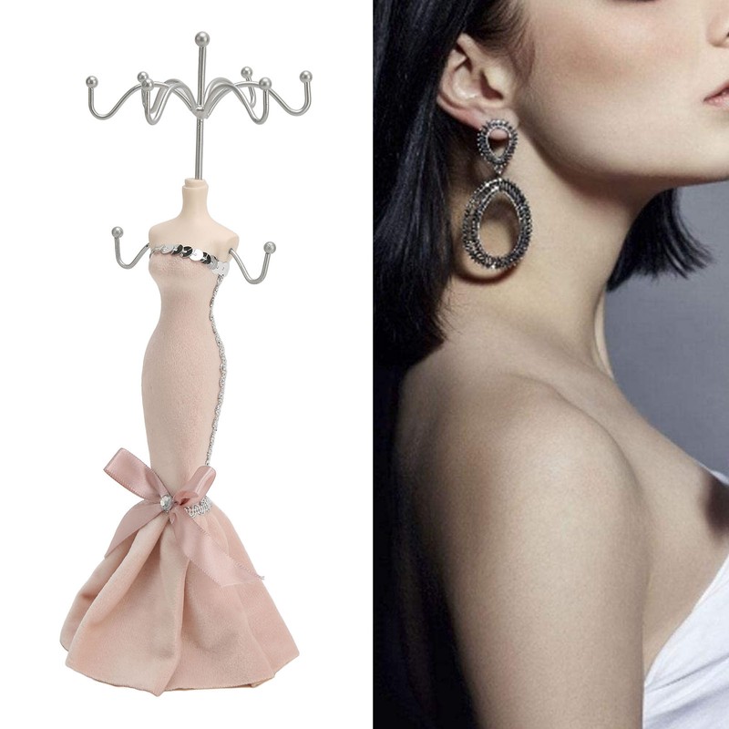 Model Dress Jewelry Display Stand Earring Necklace Ring Holder Storage