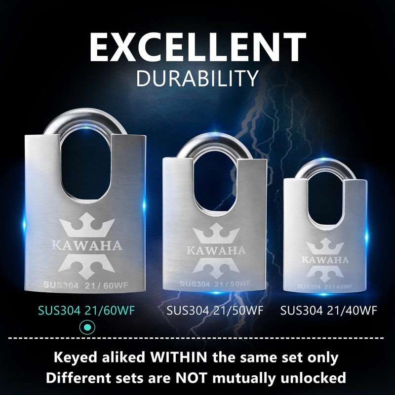 KAWAHA 21/60-4PS High Security Stainless Steel Shrouded Padlock with Stainless
