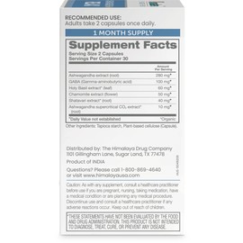 Himalaya Ashwagandha+ Relax, with GABA, Holy Basil & Chamomile for Reset, Relaxation & Stress Relief, Vegan, Gluten Free, 540 mg, 60 Vegetarian Capsules, 1 Month Supply