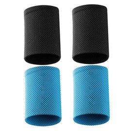 Mikinona 2Pairs Cooling Wrist Bands for Men and Women of Comfortable Summer Wrist Braces Sweat Absorbing Ice Silk Sports Sleeves Dark Night Black Sky Blue S for Running