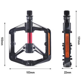 Bicycle Pedals, MTB Pedals with Reflectors, 9/16 Inch, Aluminium Bicycle Pedals, Bicycle Pedals, Lightweight and Non-Slip, Suitable for Mountain Bike/Trekking/Road Bike
