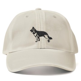 Embroidered German Shepherd Vintage Cap Women Men Alsatian Dog Walks Gift Unisex Hat Puppy Pet Owner, One Size, Natural Stone